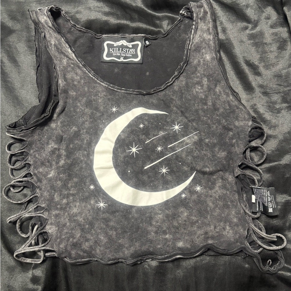 Killstar Gray Distressed Tank with Celestial Design
